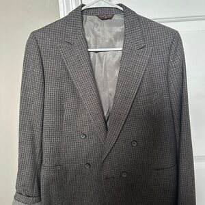 Women's Double-Breasted Houndstooth Blazer - Gray